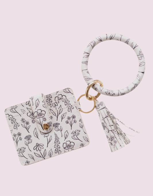 Wristlet Wallet + Keychain | Pressed Floral