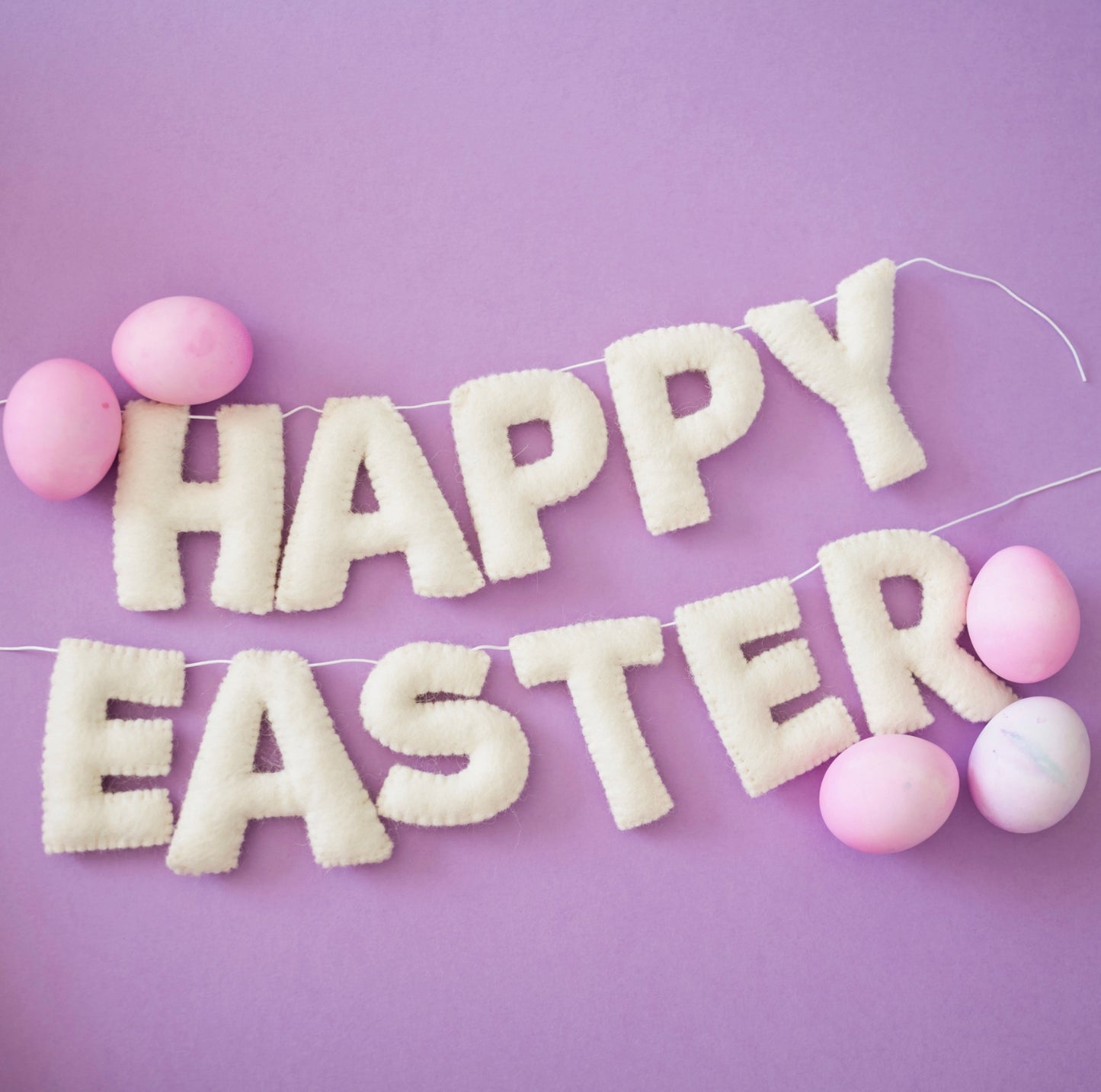 Happy Easter | White Heirloom Felt Garland
