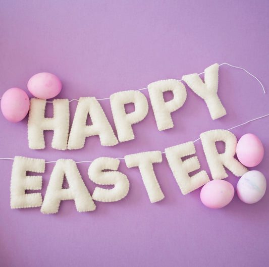 Happy Easter | White Heirloom Felt Garland