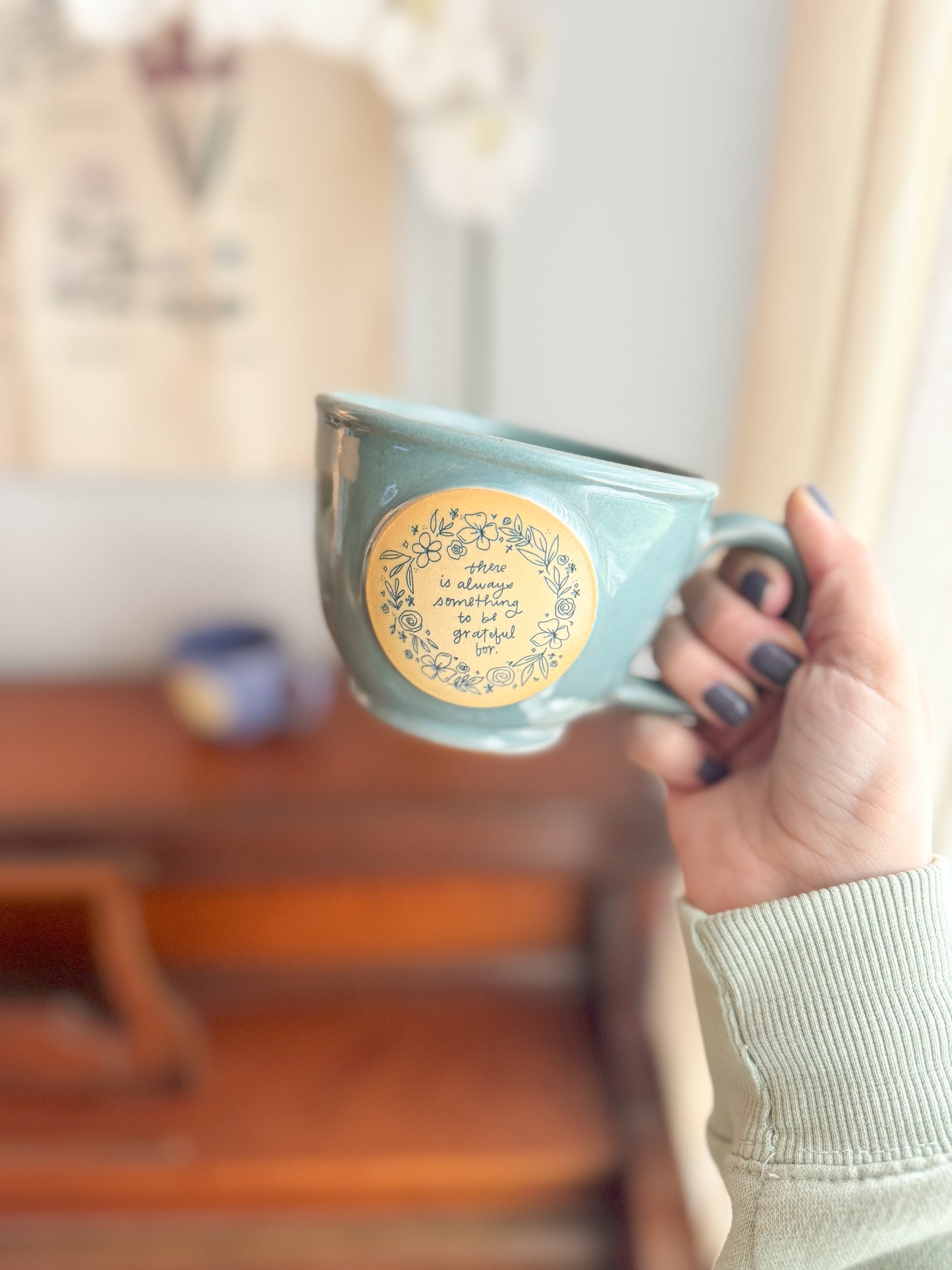 Grateful | Seafoam 12oz Handmade Latte Mug