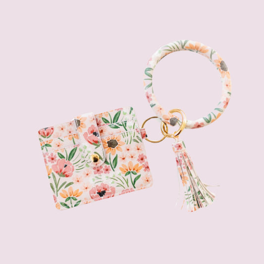 Wristlet Wallet + Keychain | Sunny Poppies