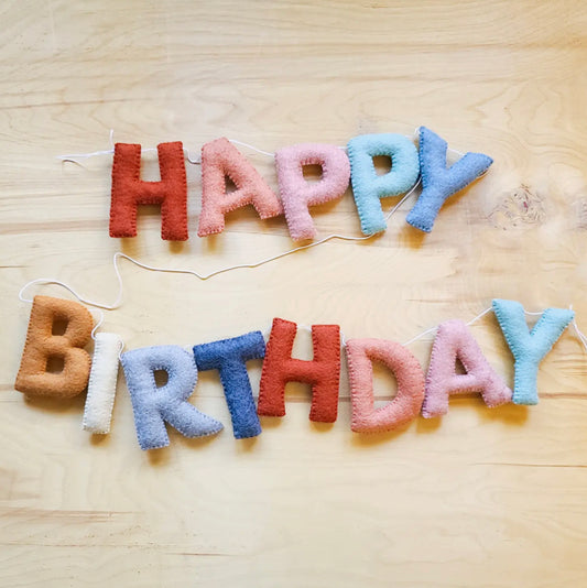 Modern Earth Happy Birthday | Heirloom Felt Garland