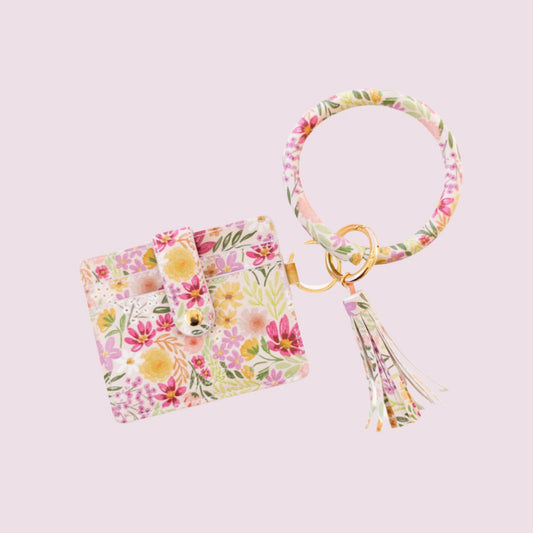 Wristlet Wallet + Keychain | Primrose Petals