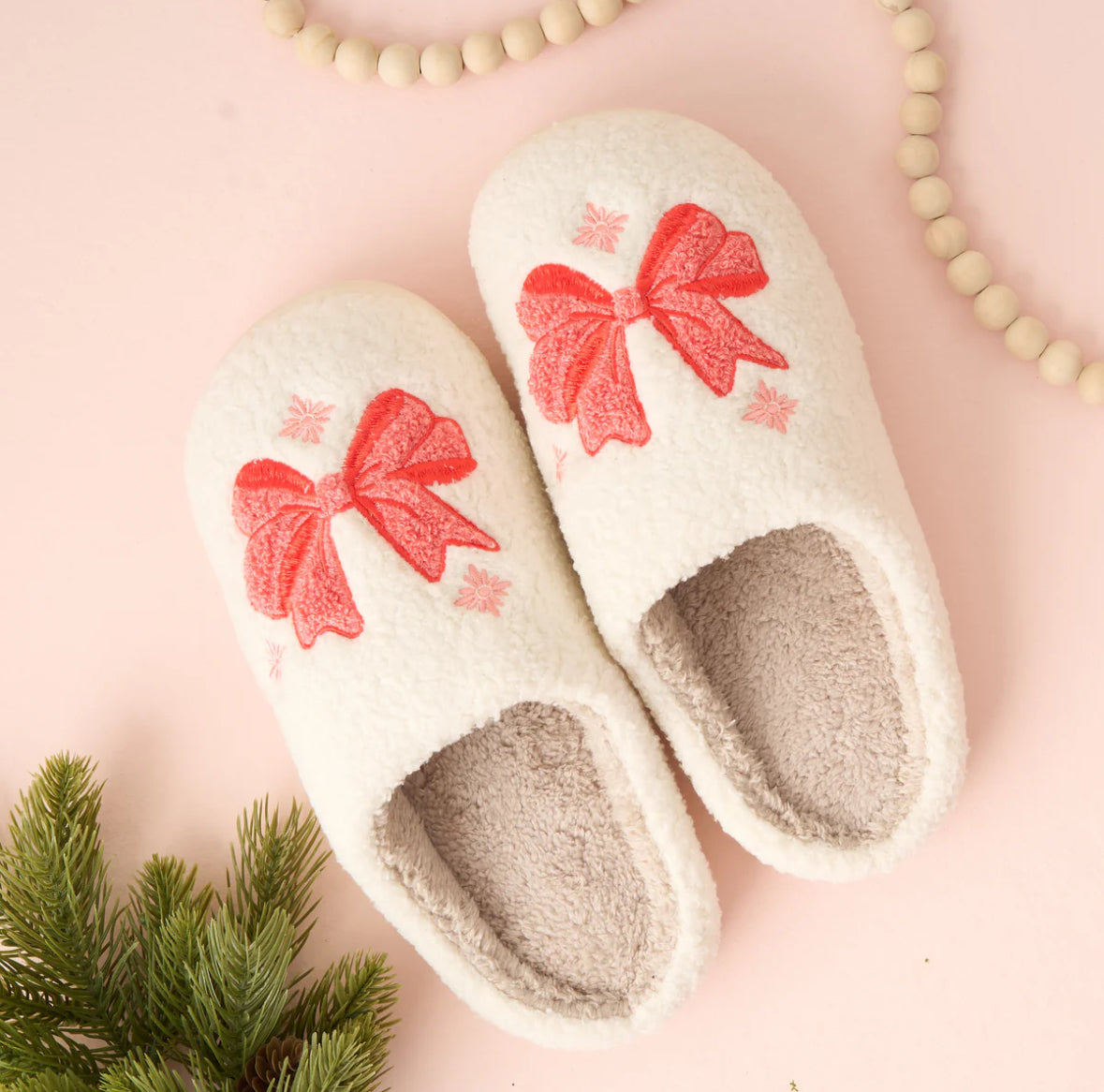 Red and Pink Bow Slippers