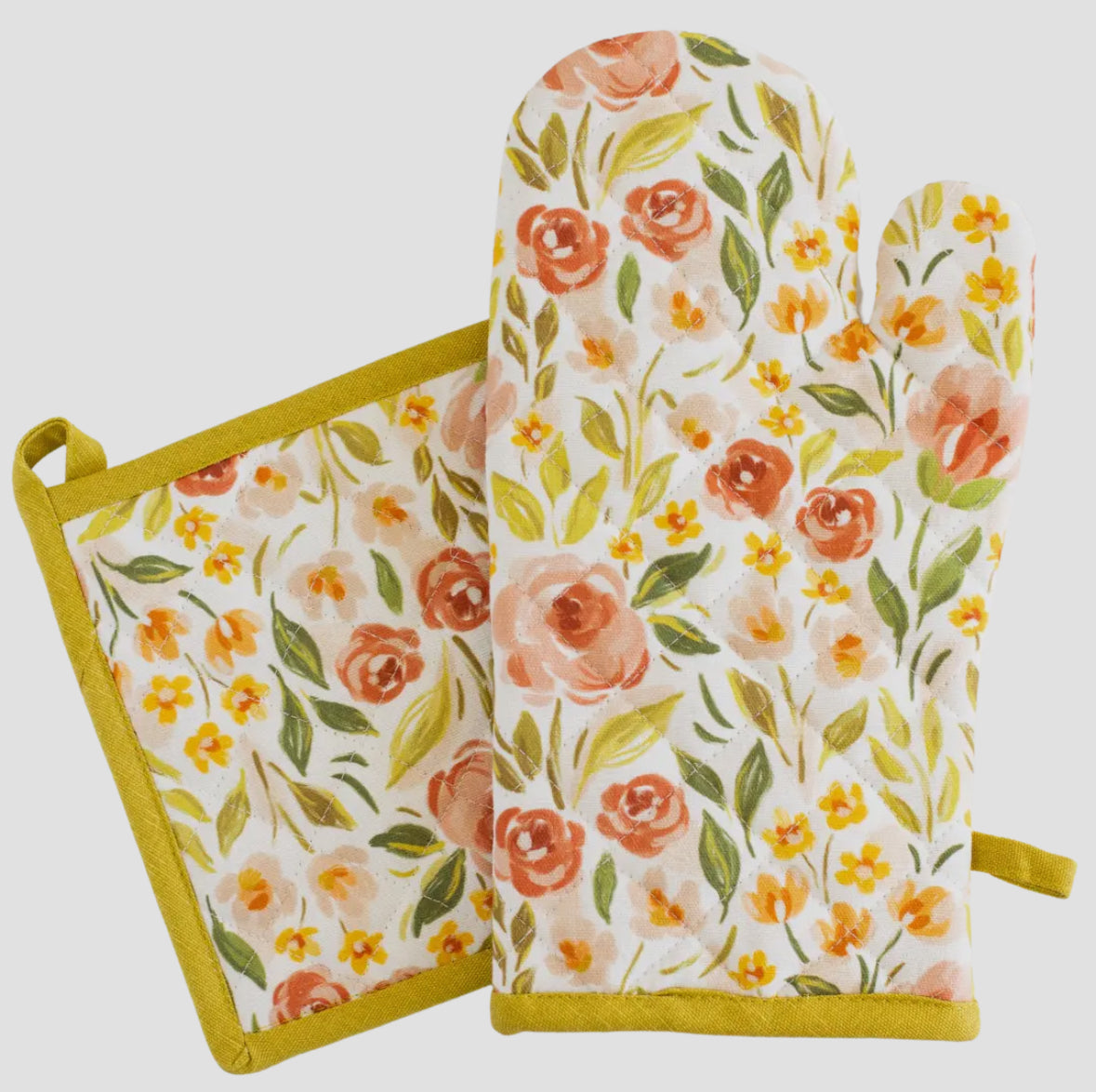 Oven Mitt + Pot Holder Set | Spring Garden