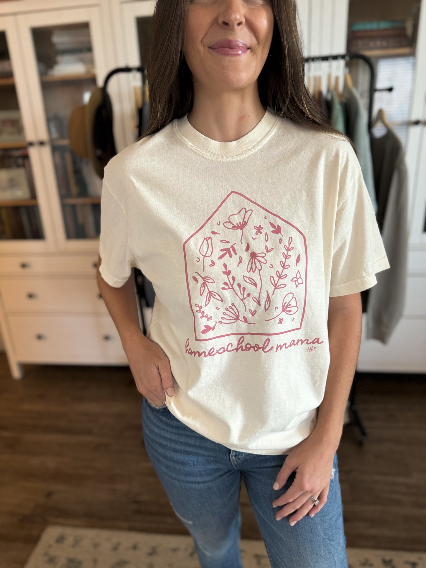 Homeschool Mama Floral House | Cotton Tee