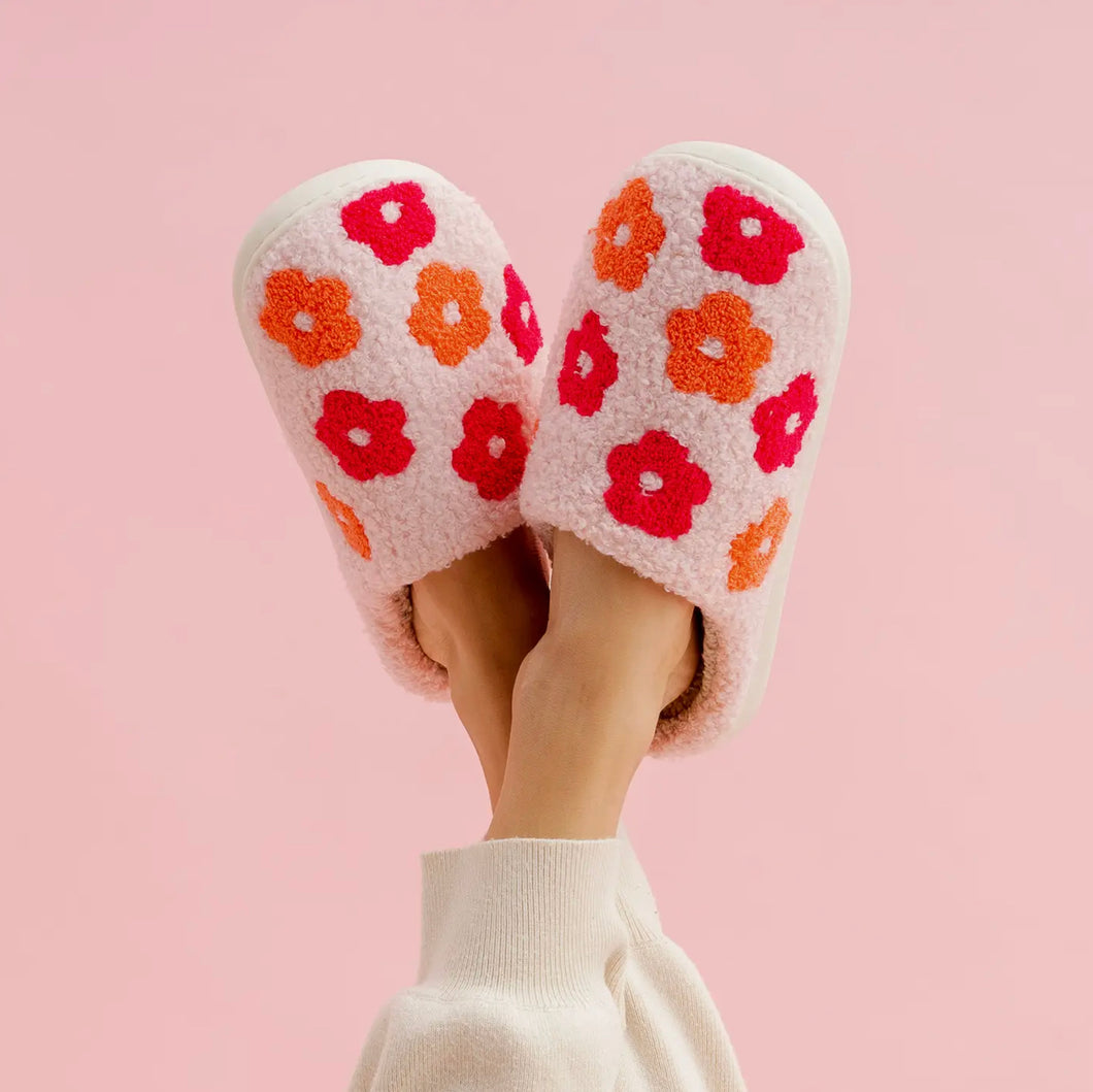 Pink Floral Slippers