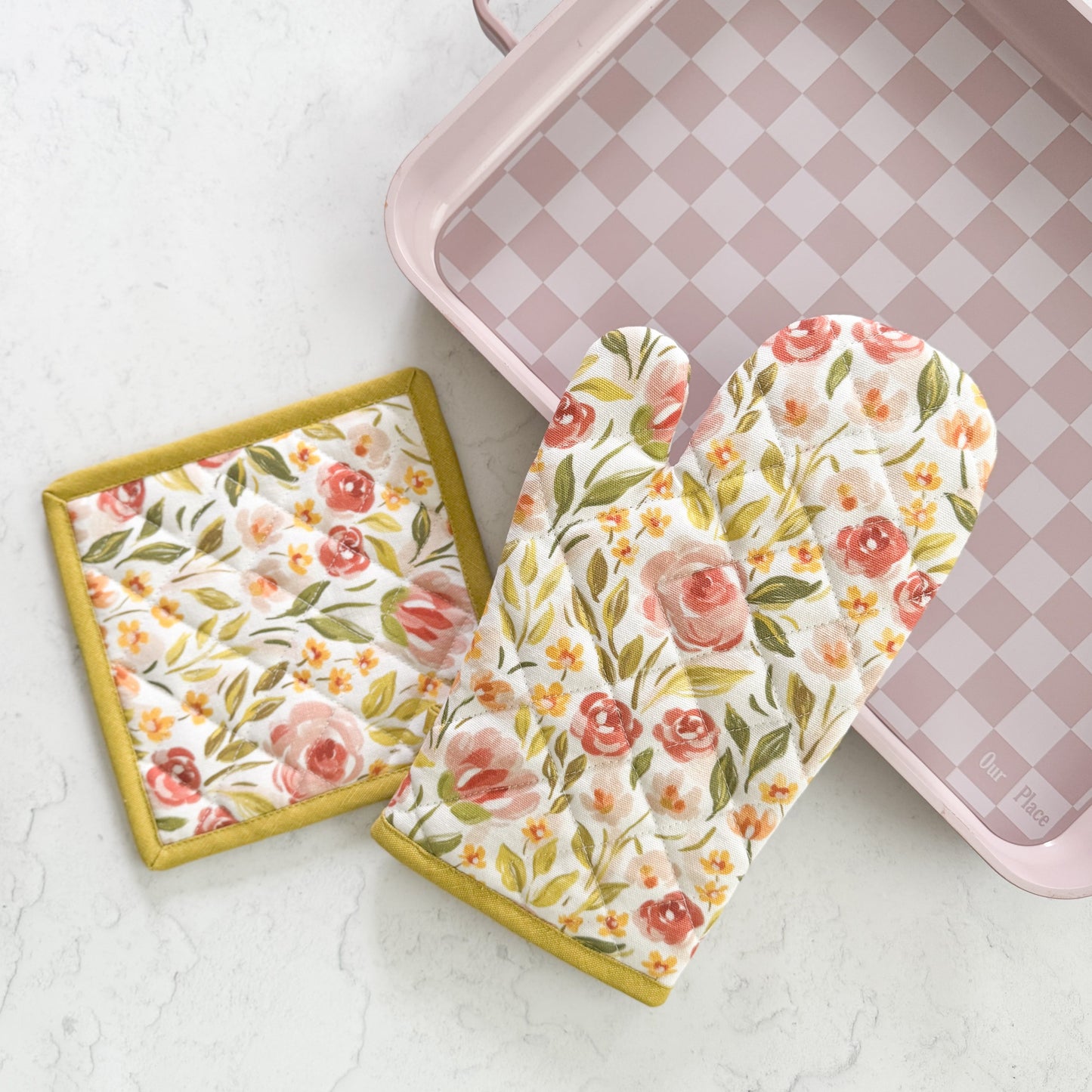 Oven Mitt + Pot Holder Set | Spring Garden