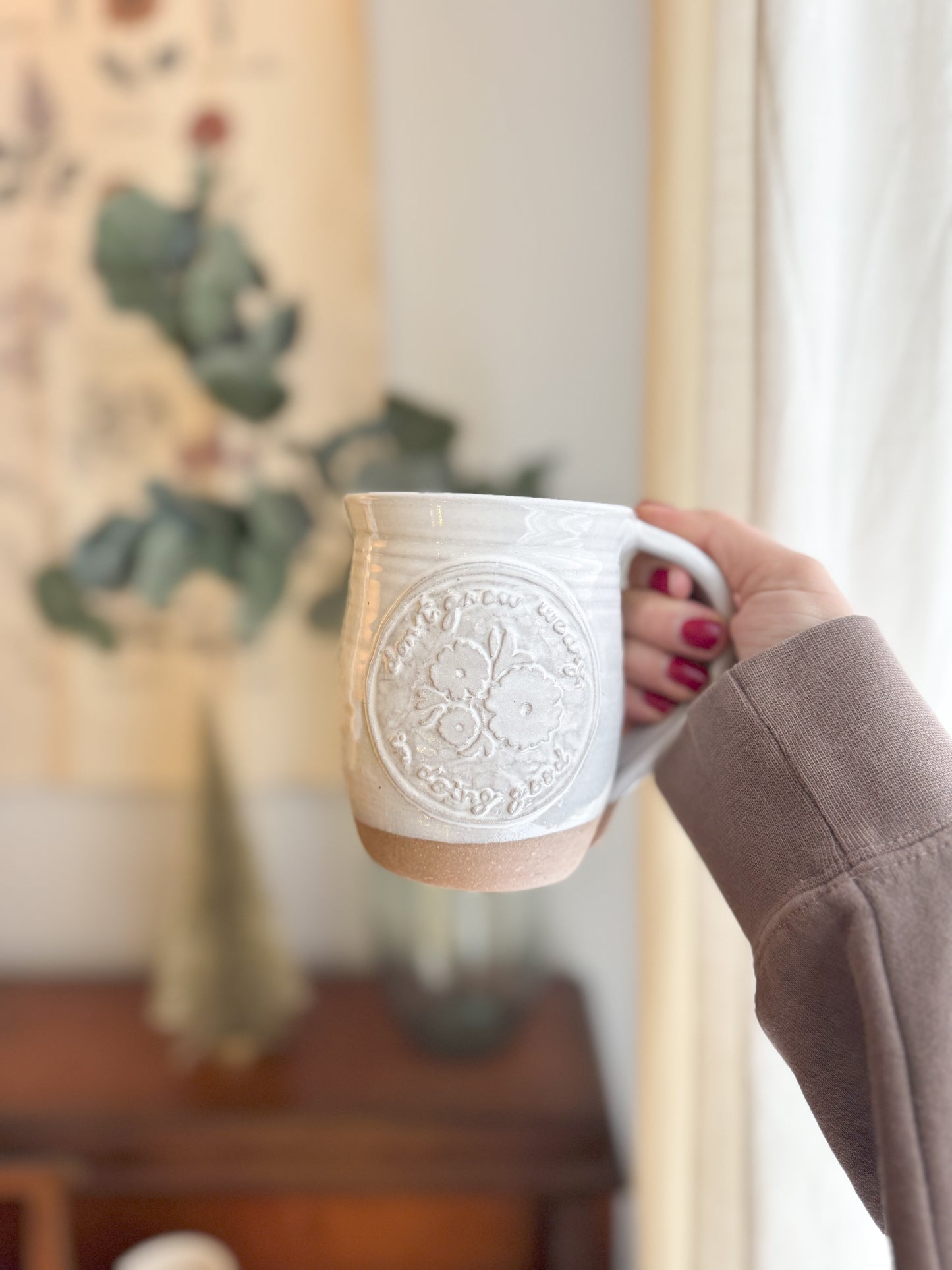 Don’t Grow Weary | White 15oz Handmade Mug