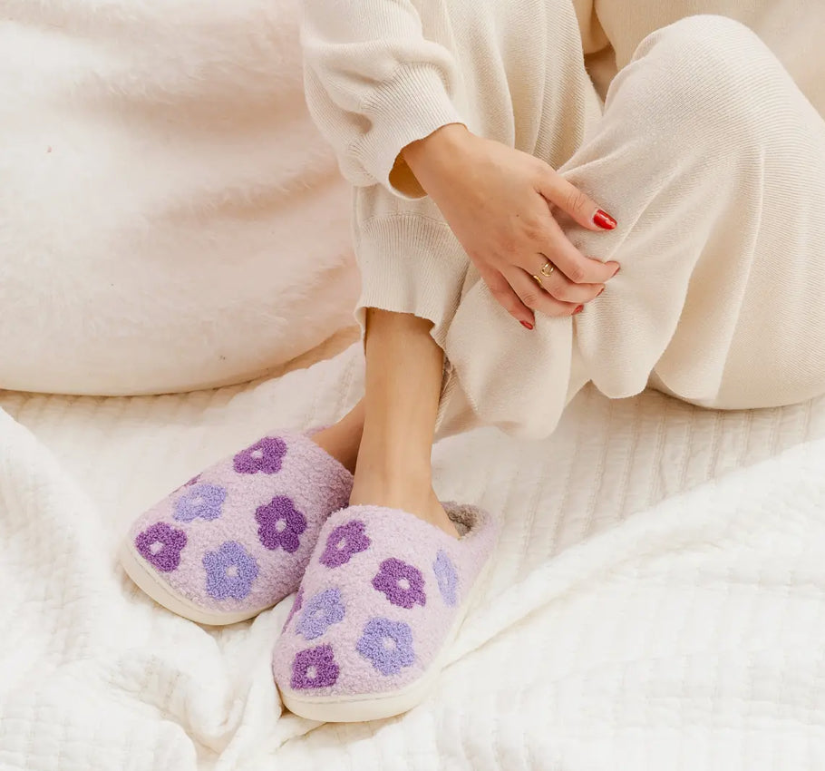 Purple Floral Slippers