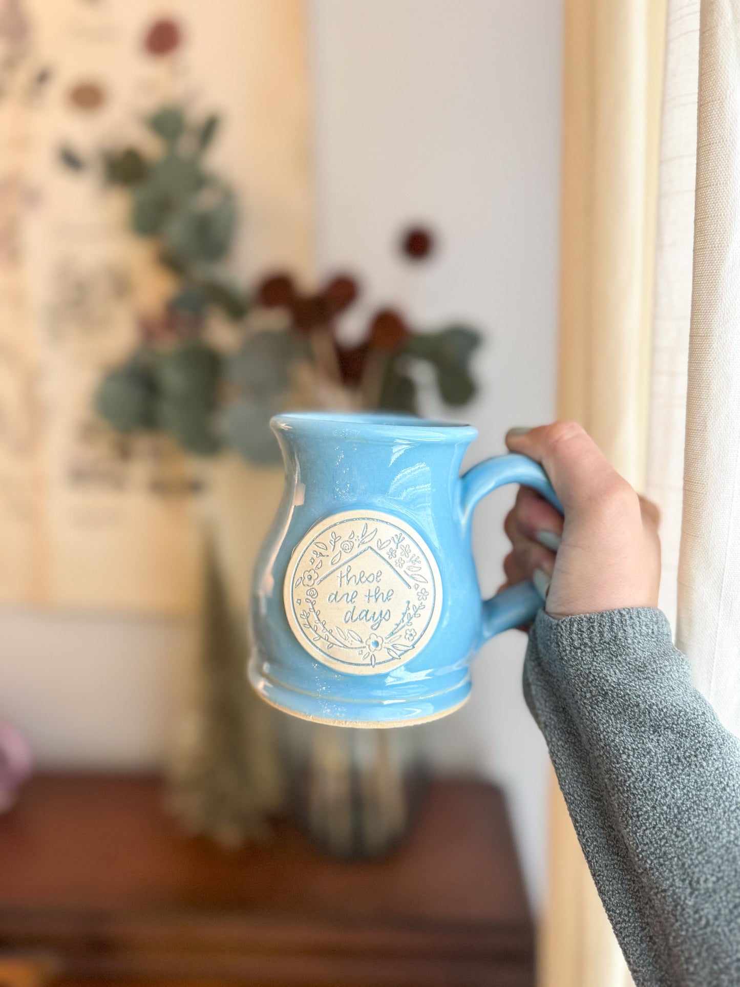 These Are The Days | 12oz Cornflower Blue Handmade Mug